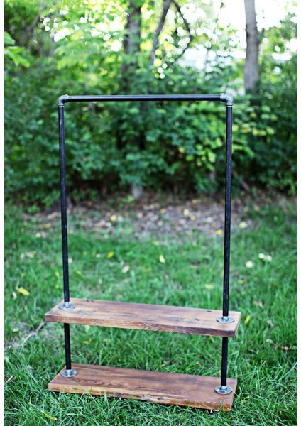 Dekoratif Borudan Raf ve Askılık 150 cm