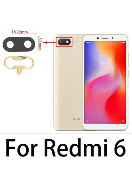 Xiaomi Redmi 6 Arka Kamera Camı Lens Yapışkanlı