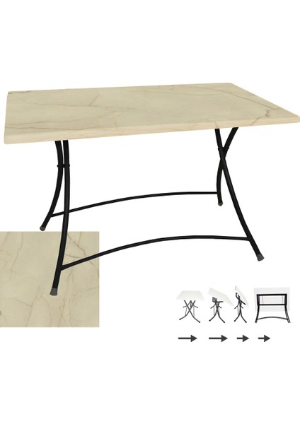 Modern Katlanır Werzalit Tabla Masa (80X120) - Golden Marble