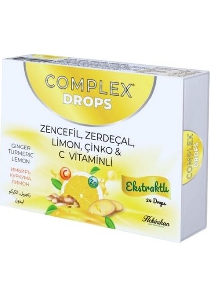 C Vitaminli Boğaz Pastili Zencefil ve Zerdeçallı 24'lü