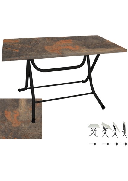 Modern Katlanır Werzalit Tabla Masa (80X120) - Metalic Oxid 1
