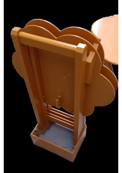 Çanta Zigon Sehpa Papatya Dörtlü Model Ahşap Mdf Hardal Renk Uyumu El Yapımı