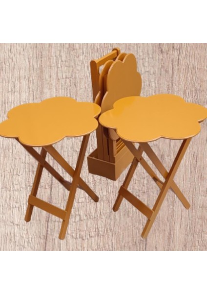 Çanta Zigon Sehpa Papatya Dörtlü Model Ahşap Mdf Hardal Renk Uyumu El Yapımı indirimleri