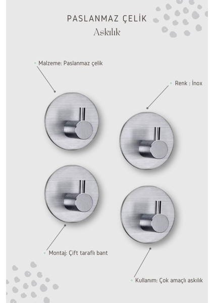 4 Adet Oval Paslanmaz Çelik Siyah Banyo Askısı Bornoz Askısı Havlu Askısı Lif Askı Havluluk