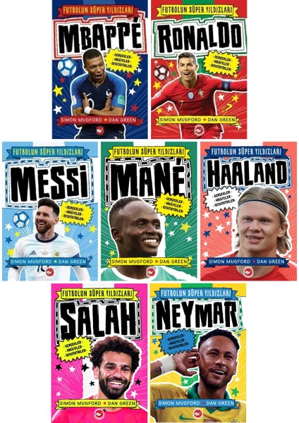 Futbolun Süper Yıldızları 7 Kitap Set - Mbappe - Neymar - Haaland - Salah - Mane - Messi - Ronaldo
