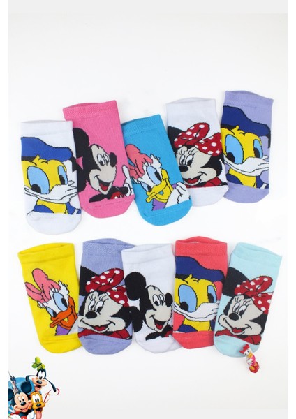 10'lu Çocuk Sevimli Disney Patik Çorap Seti