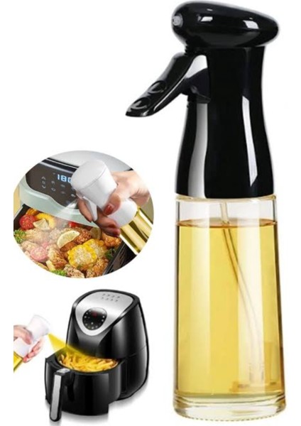 Sprey Yağdanlık Sıvı Yağ Spreyi Yağlık Air Fryer'da Yağ Tasarruf Edin Zeytinyağı Için Siyah 300ML