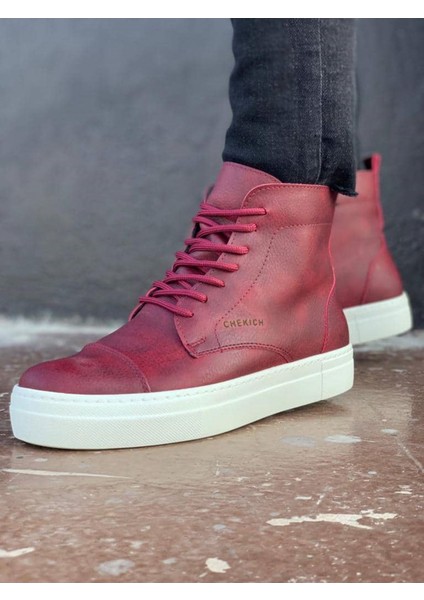 CH029 Cbt Vulcanized Lace Up Erkek Bot Bordo