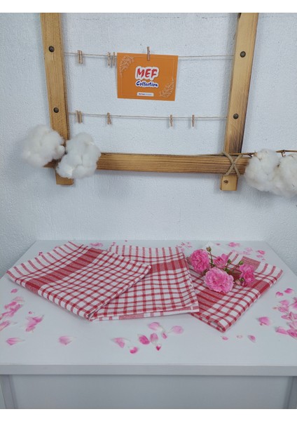 Alman Peçetesi Mutfak Bezi Kurulama Bezi Kırmızı 45x70 cm 3'lü