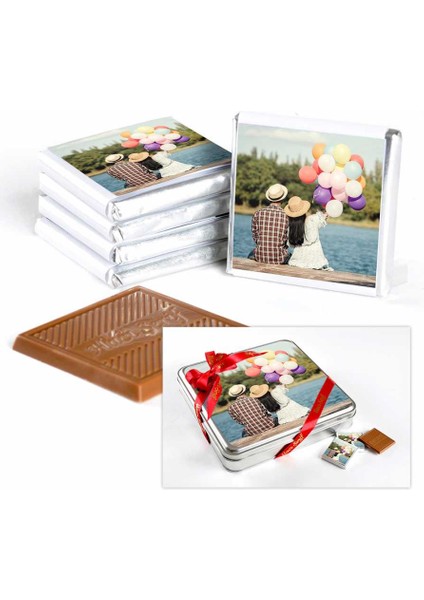 Kendi Fotoğrafınızla Hediye Çikolata (32 Adet Madlen) Metal Kutu