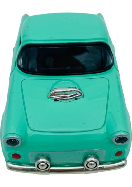 Popit Toys Metal Model Araba Kapıları Açılır Kapanır Çek Bırak Hareket Eden Retro 1955 Ford Thunderbird Turkuaz