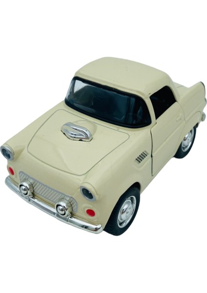 Popit Toys Metal Model Araba Kapıları Açılır Kapanır Çek Bırak Hareket Eden Retro 1955 Ford Thunderbird Krem