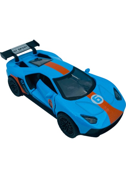 Popit Toys Metal Model Araba Kapıları Aç Kapa Çek Bırak Hareket Eden  Araç Kamuflaj Ford Gt Mavi Turuncu Cizgi