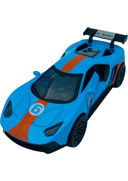 Popit Toys Metal Model Araba Kapıları Aç Kapa Çek Bırak Hareket Eden  Araç Kamuflaj Ford Gt Mavi Turuncu Cizgi