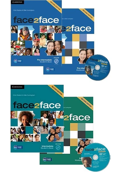 FACE2FACE Pre-Intermediate + FACE2FACE Intermediate 2 Students Book + 2 Workbook + 2 DVD