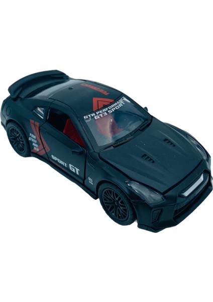 Popit Toys Metal Model Araba Kapıları Açılır Kapanır Çek Bırak Hareket Edebilen Lüks Araç Siyah Nissan Gtr