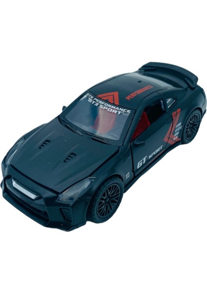 Popit Toys Metal Model Araba Kapıları Açılır Kapanır Çek Bırak Hareket Edebilen Lüks Araç Siyah Nissan Gtr