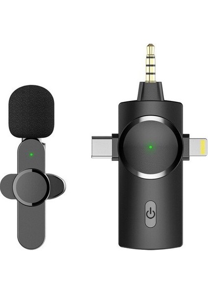 K9-C1 Wireless 3ın1 Kablosuz Type-C - Lightning 3,5mm Jak - Tekli Kablosuz Yaka Mikrofonu