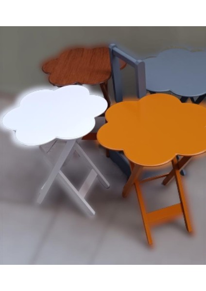 Çanta Zigon Sehpa Papatya Dörtlü Model Ahşap Mdf 4 Renk Ceviz, Hardal Beyaz ve Gri Renk Uyumu El Yapımı modelleri