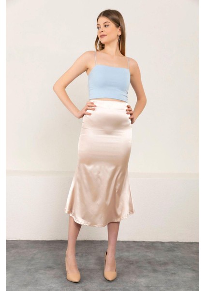 Kadın Kloş Saten Etek modelleri
