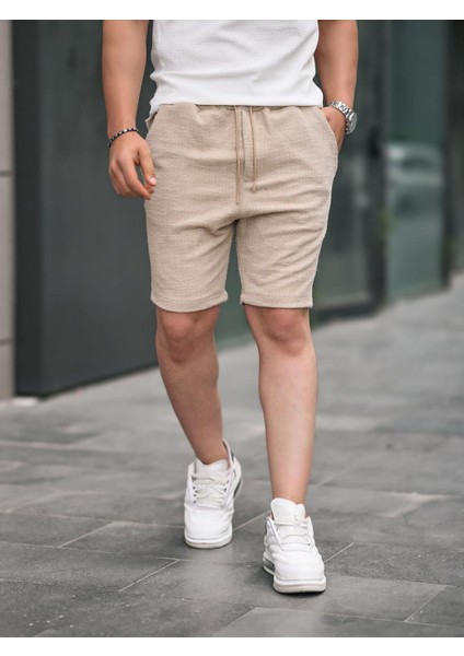 Fitilli Basic Şort - Ekru