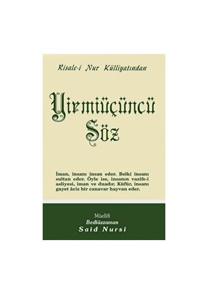 Yirmiüçüncü Söz Normal Boy - Bediüzzaman Said Nursi