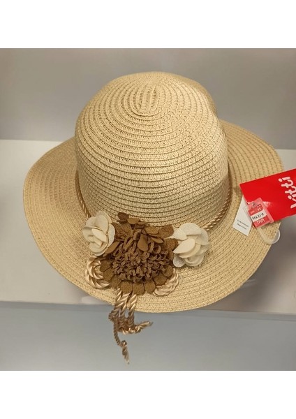 Arıcı Store Yeni Sezon Açık Bej Renk 6-12 Yaş Çocuk Hasır Şapka