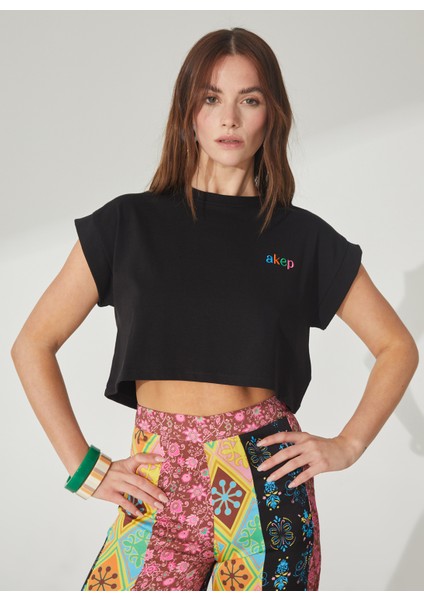 Bisiklet Yaka Düz Siyah Kadın T-Shirt TSKD01229 fiyatları