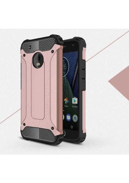 Lenovo Moto E4 Kılıf Armor Köşe Korumalı Çift Katman Tank Zırh Kapak (Crash)