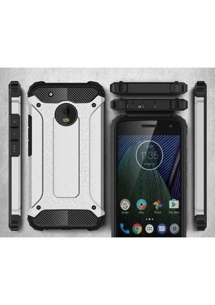 Lenovo Moto E4 Kılıf Armor Köşe Korumalı Çift Katman Tank Zırh Kapak (Crash)