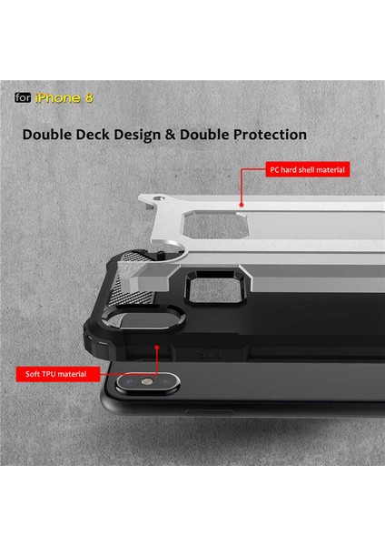 Apple iPhone x Kılıf Armor Köşe Korumalı Çift Katman Tank Zırh Kapak (Crash)