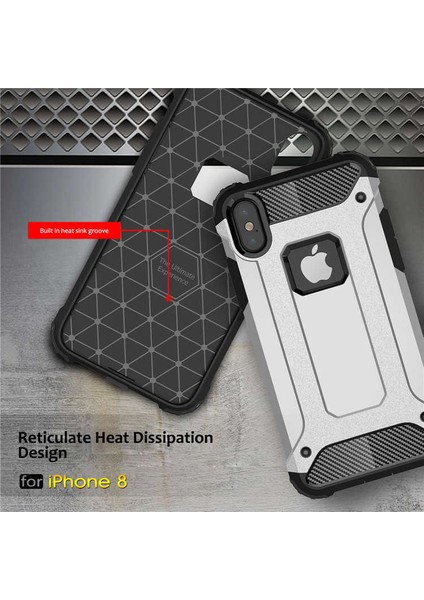 Apple iPhone x Kılıf Armor Köşe Korumalı Çift Katman Tank Zırh Kapak (Crash)