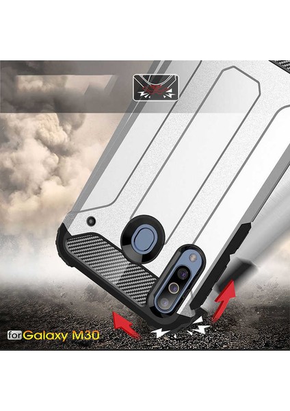 Samsung Galaxy M30 Kılıf Armor Köşe Korumalı Çift Katman Tank Zırh Kapak (Crash)