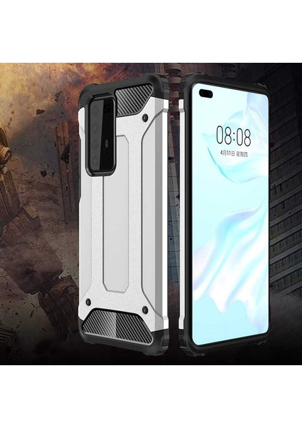 Huawei P40 Pro Kılıf Armor Köşe Korumalı Çift Katman Tank Zırh Kapak (Crash)