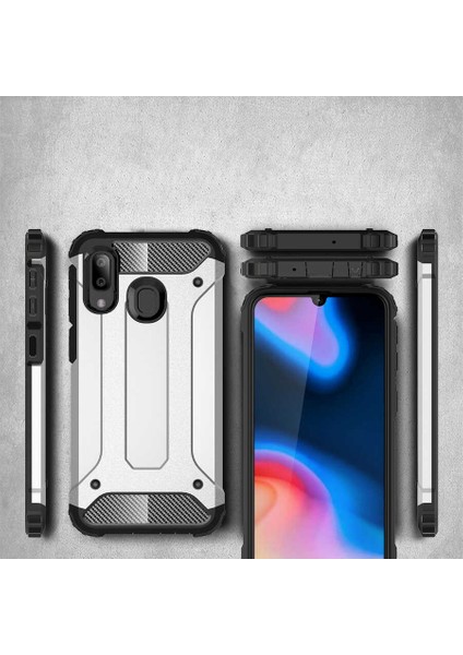 Samsung Galaxy A40 Kılıf Armor Köşe Korumalı Çift Katman Tank Zırh Kapak (Crash)