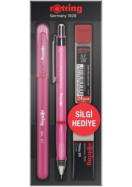 Visuclick Mekanik Kurşun Kalem + Jel Mürekkepli Kalem Okul Seti 0,7 mm Pembe