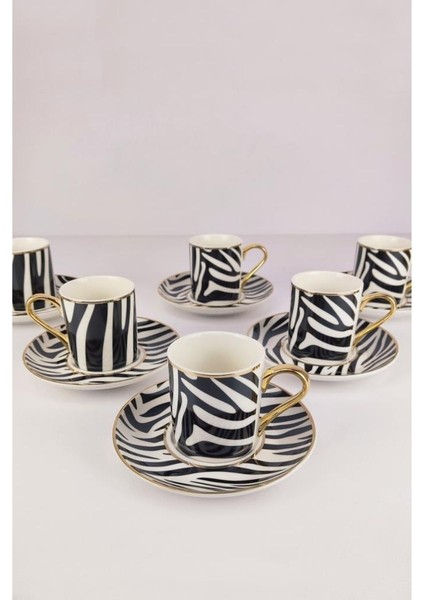 Kosova Porselen 6’Lı Kahve Fincan Takımı Siyah Beyaz - Kgp-094 fiyatları