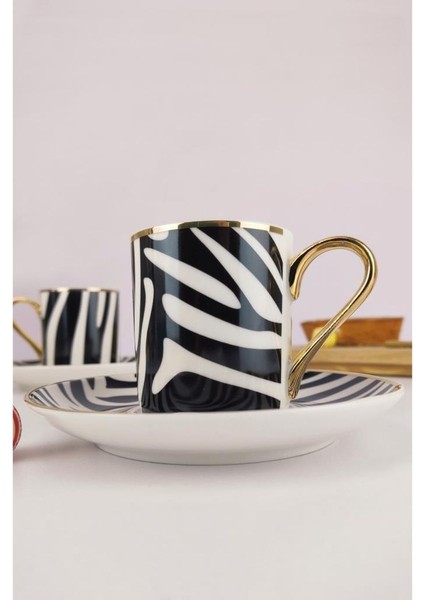 Kosova Porselen 6’Lı Kahve Fincan Takımı Siyah Beyaz - Kgp-094 modelleri