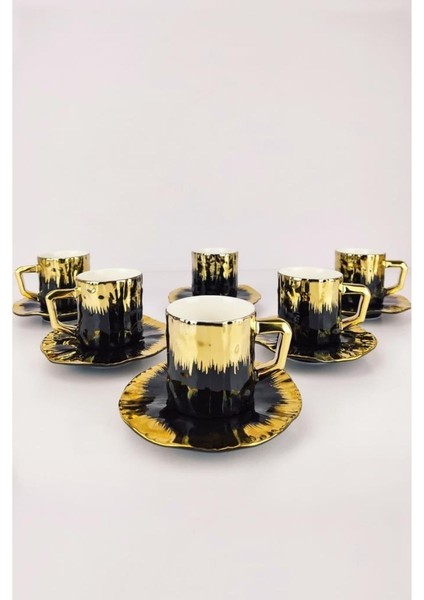 Kosova Porselen 6’lı Kahve Fincan Takımı Siyah Gold - KGP-095 fiyatları