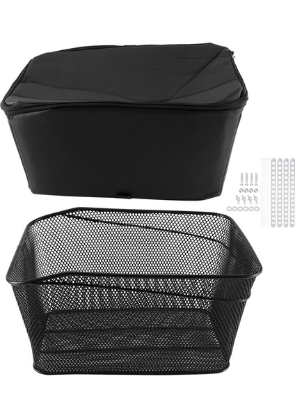 Arka Bisiklet Basket Kapasitesi Arka Bicycle Rack Mount Metal Wire Motor Storage Basket With Water-Proof Cover A (Yurt Dışından)