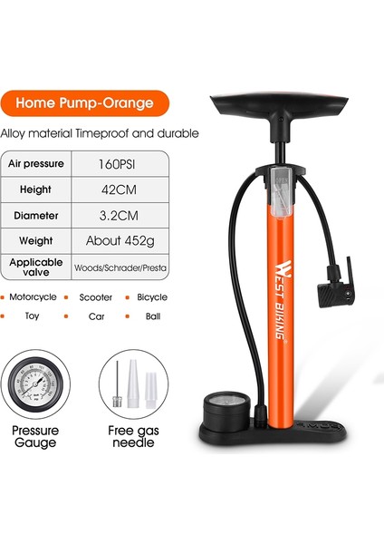 160PSI Motor Floor Pump High Pressure Cycling Pump Air Inflator Presta Valve Road Bicycle Tire Pump,c (Yurt Dışından)