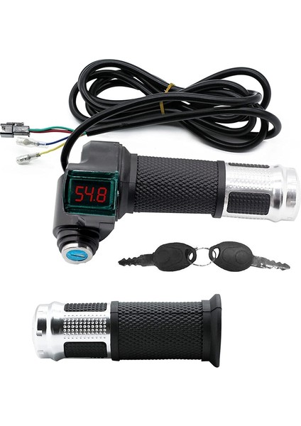 1pair Electric Bicycle Throttle With LCD Battery Voltage Display Key Knock, Universal Electric Bike Throttle (Yurt Dışından)