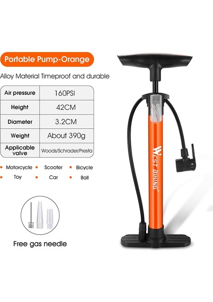 160PSI Motor Floor Pump High Pressure Cycling Pump Air Inflator Presta Valve Road Bicycle Tire Pump,a (Yurt Dışından)