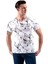 Beyaz Üzerine Siyah Baskılı Tasarım Bisiklet Yaka Basic T-Shirt Normal Fit Erkek Tişört 2