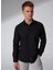 Slim Fit Klasik Yaka Armürlü Siyah Erkek Gömlek GM2024700353 3