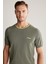 Nakış Logolu Yaka Detaylı Haki Triko T-Shirt 1