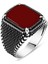 925 Ayar Gümüş Kırmızı Akik Taşlı Zarif Tasarım Erkek Yüzük 1