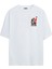 Unisex Papatya Baskılı Beyaz Oversize Tshirt 1