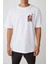 Unisex Papatya Baskılı Beyaz Oversize Tshirt 2