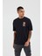 Unisex Papatya Baskılı Siyah Oversize Tshirt 2